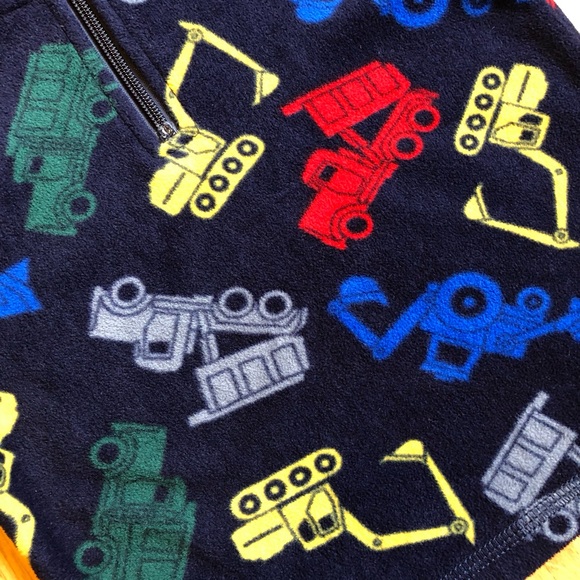 EUC Children’s Place Toddler Boy 1/4 Zip Fleece-Navy with Colorful Trucks - Picture 3 of 6